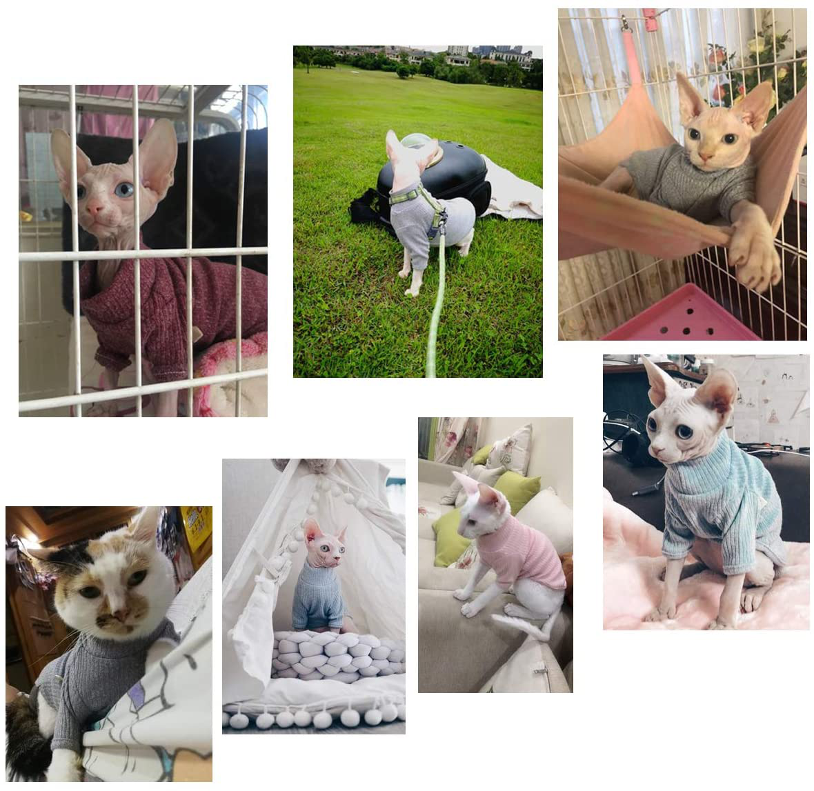 Bonaweite Hairless Cats Vest Turtleneck Sweater, Breathable Adorable Cat Wear Shirt Clothes, Cat'S Pajamas Jumpsuit for Sphynx, Cornish Rex, Devon Rex, Peterbald Animals & Pet Supplies > Pet Supplies > Cat Supplies > Cat Apparel Bonaweite