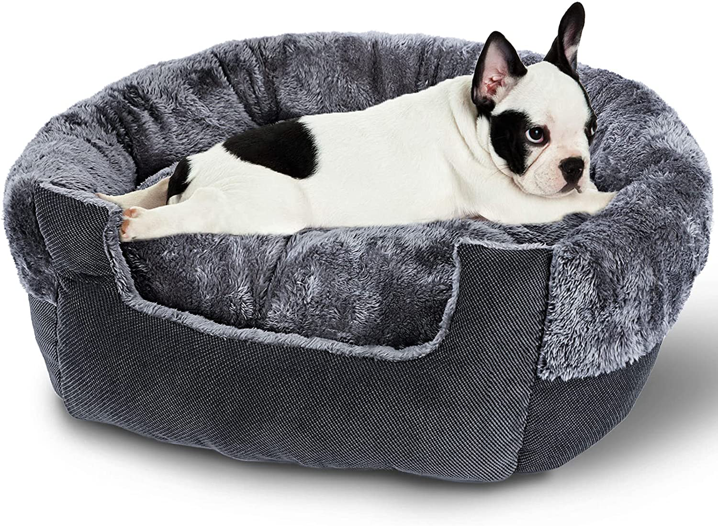 GASUR Dog Beds for Small Dogs & Cat Beds for Indoor Cats, Detachable Machine Washable Soft & Plush Calming Dog Bed, round Pet Beds for Indoor Cats, Warming & Cooling Kitten Puppy Bed Animals & Pet Supplies > Pet Supplies > Dog Supplies > Dog Beds GASUR Bluish grey 25*25 inch