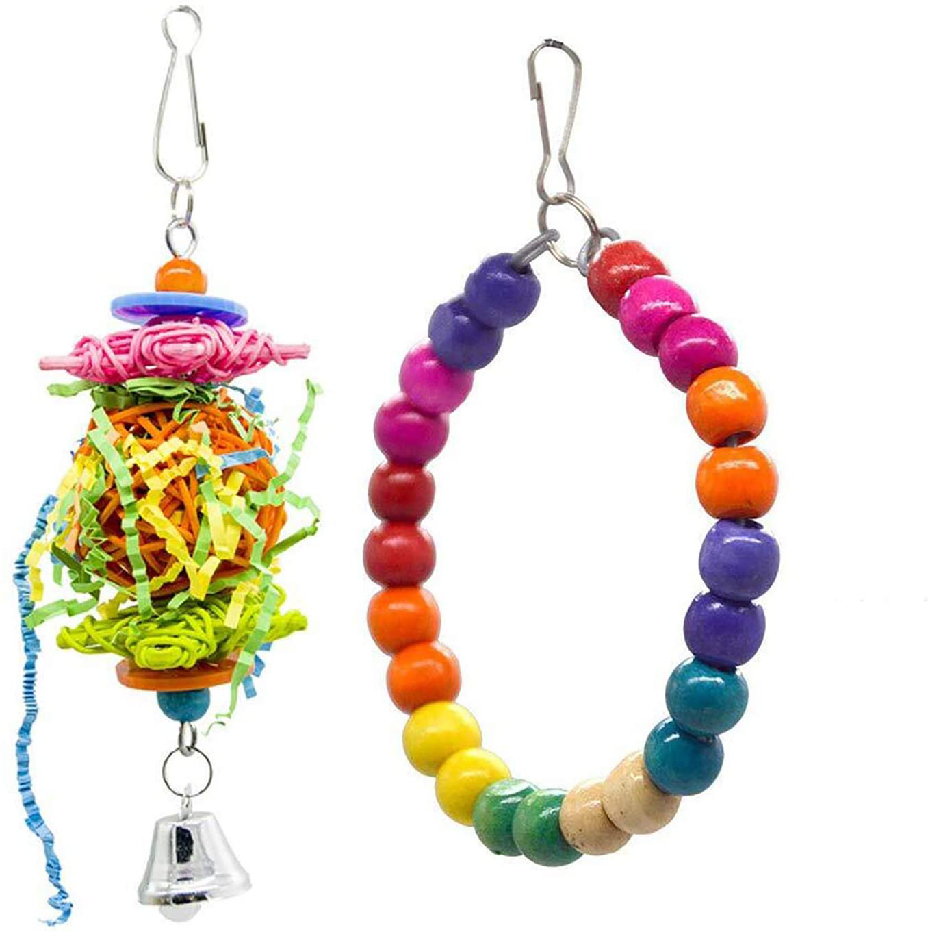 Ebaokuup 7 Packs Bird Swing Chewing Toys- Parrot Hammock Bell Toys Suitable for Small Parakeets, Cockatiels, Conures, Finches,Budgie,Macaws, Parrots, Love Birds Animals & Pet Supplies > Pet Supplies > Bird Supplies > Bird Cage Accessories EBaokuup