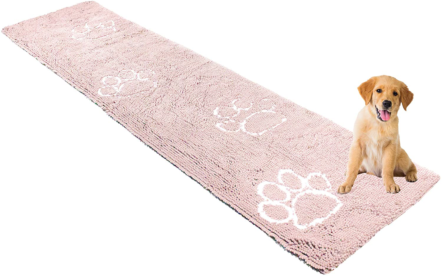 My Doggy Place - Ultra Absorbent Microfiber Dog Door Mat, Durable, Quick Drying, Washable, Prevent Mud Dirt, Keep Your House Clean (Pink w/Paw Print