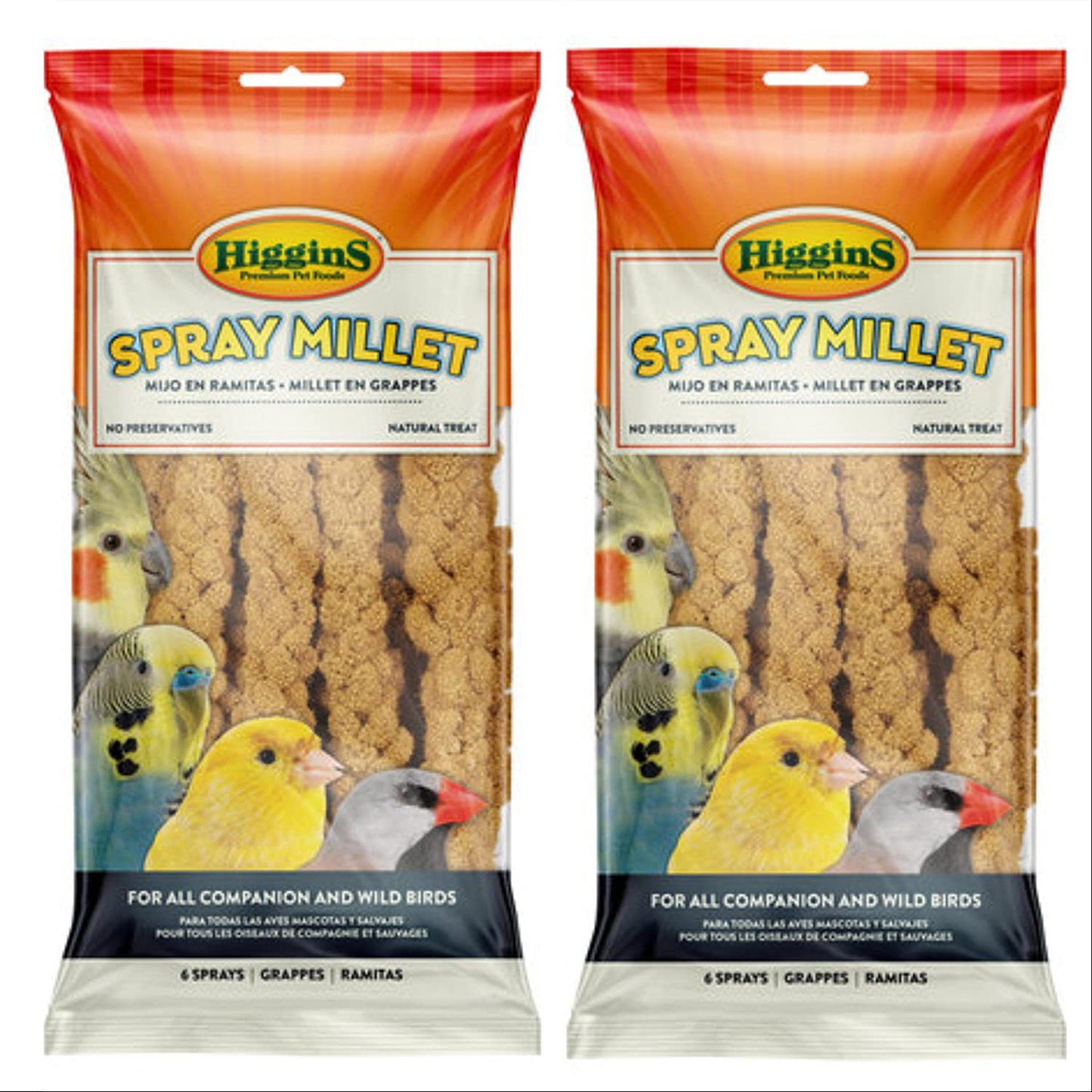 Higgins 2 Pack 6 Count Millet Spray Birds 2 Bags Total, Fun Tasty Bird Treats Bird Snacks Animals & Pet Supplies > Pet Supplies > Bird Supplies > Bird Treats Higgins