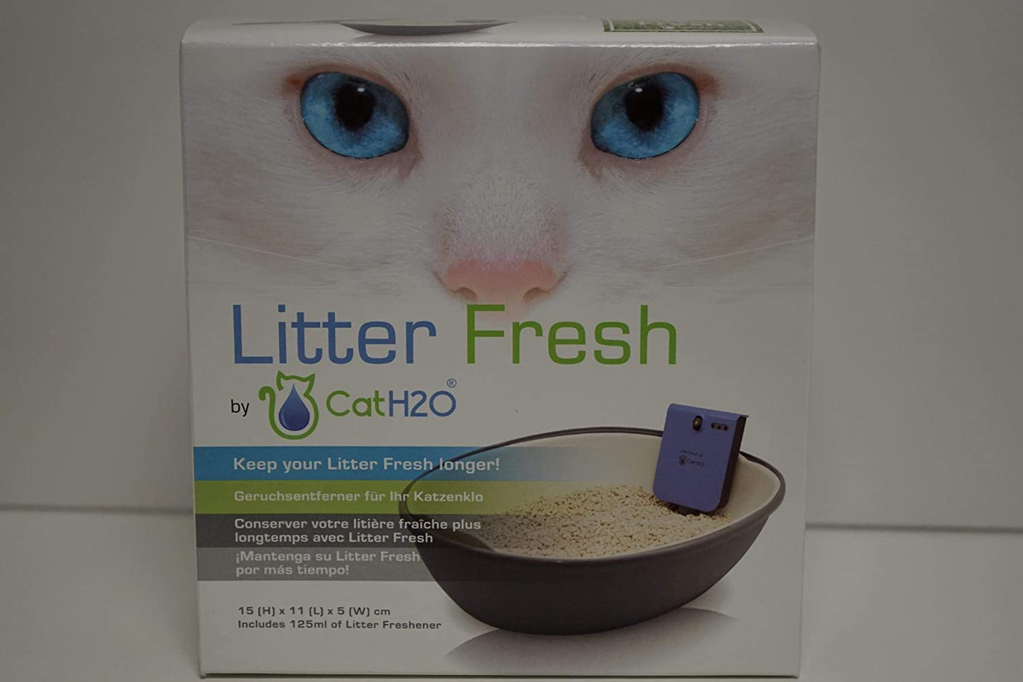 Cat H2O Litter Fresh Dispensing Kit & 1 Bottle of Unscented Litter Freshener (125Ml / 4.2 Oz.), 3 X AA Batteries Required, Blue & Grey Animals & Pet Supplies > Pet Supplies > Cat Supplies > Cat Litter Cat H2O