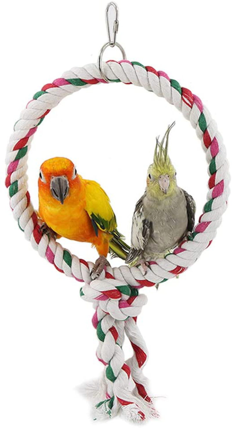Leerking Bird Hanging Perches Swings Toy Parrot Circle Ring Cotton Rope Bird Cage Chewing Toys Bungee Animals & Pet Supplies > Pet Supplies > Bird Supplies > Bird Ladders & Perches LeerKing One Ring