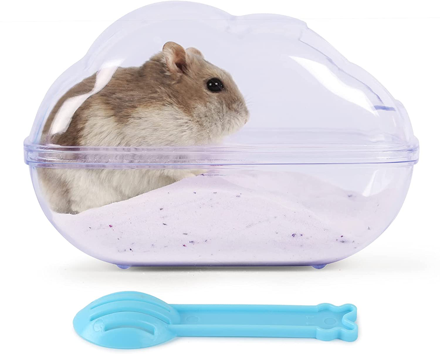 BUCATSTATE Large Hamster Sand Bath Container Transparent Clouds Hamster Bathroom with Scoop Set for Small Pet Animals Cage Accessories Animals & Pet Supplies > Pet Supplies > Small Animal Supplies > Small Animal Habitat Accessories BUCATSTATE Purple Medium