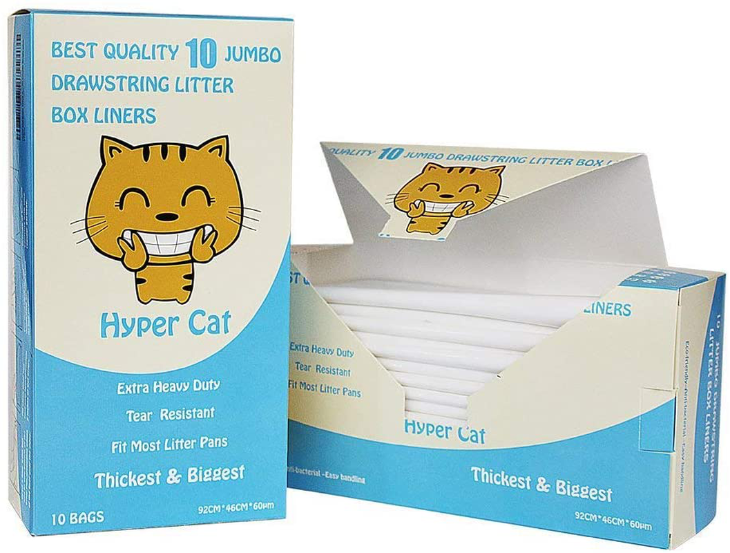 Hyper Cat Jumbo Cat Litter Box Liners Drawstring Litter Bags for Boxes 10 Counts Animals & Pet Supplies > Pet Supplies > Cat Supplies > Cat Litter Box Liners Hyper Cat 20 Counts