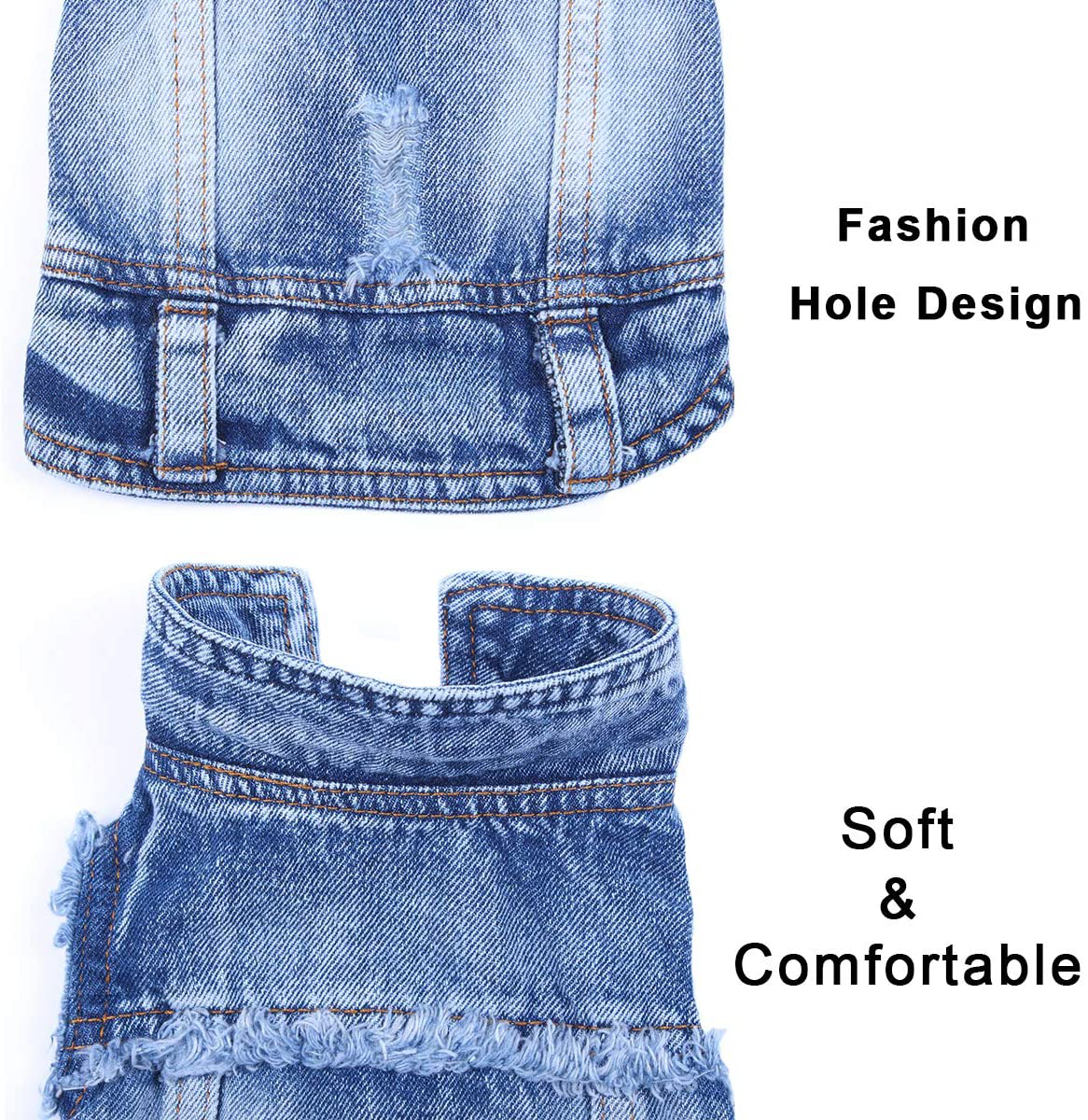 LKEX Dog Jean Jacket, Cool and Soft Shirt, Pet Blue Denim Coat, Classic Lapel Vests, Fashion Clothes for Small Medium Dogs Cats Animals & Pet Supplies > Pet Supplies > Cat Supplies > Cat Apparel LKEX