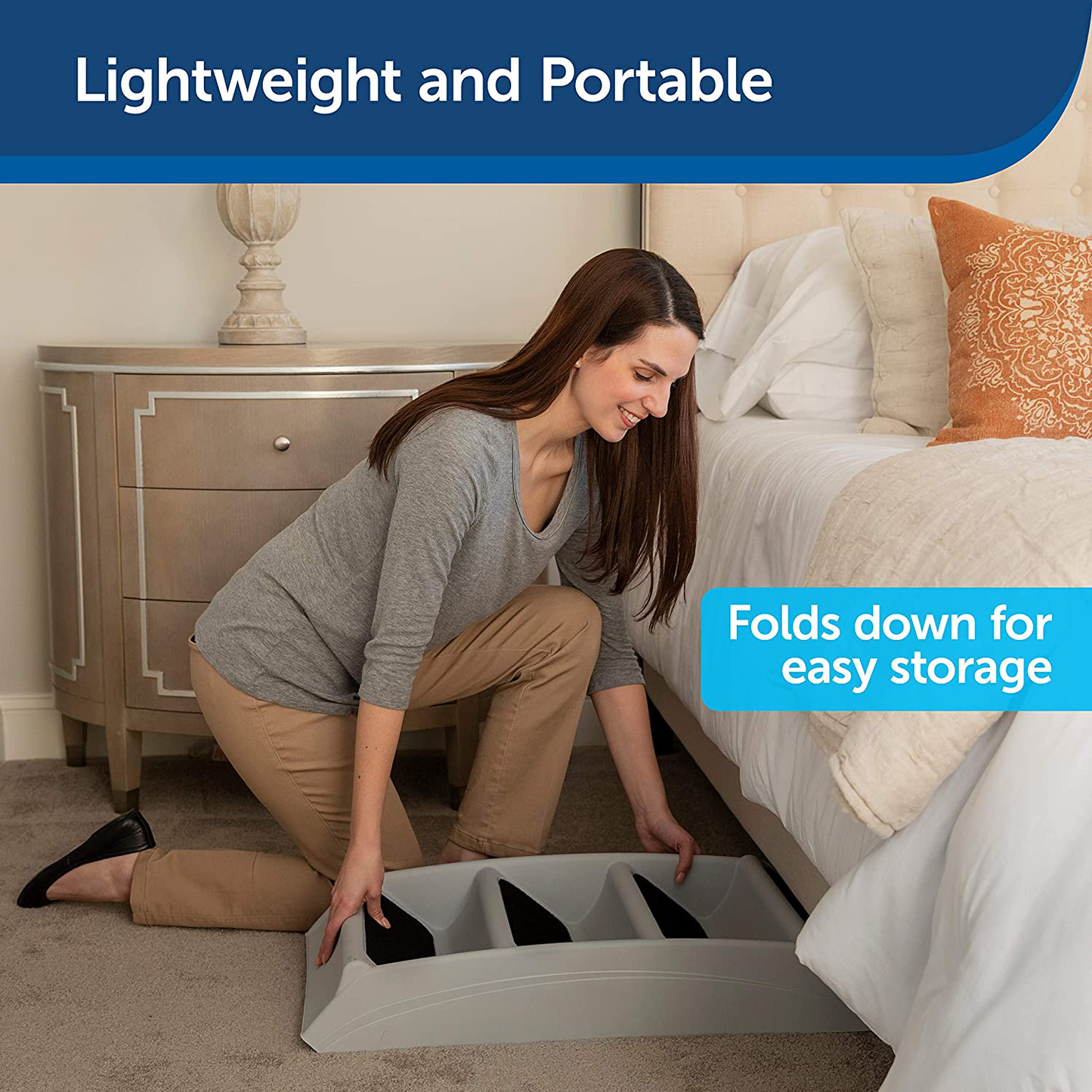 Petsafe Cozyup Folding Pet Steps - Pet Stairs for Indoor/Outdoor at Home or Travel - Dog Steps for High Beds - Dog Stairs with Siderails, Non-Slip Pads - Durable, Support up to 150 Lbs - Large, Tan Animals & Pet Supplies > Pet Supplies > Dog Supplies > Dog Treadmills Radio Systems Corporation