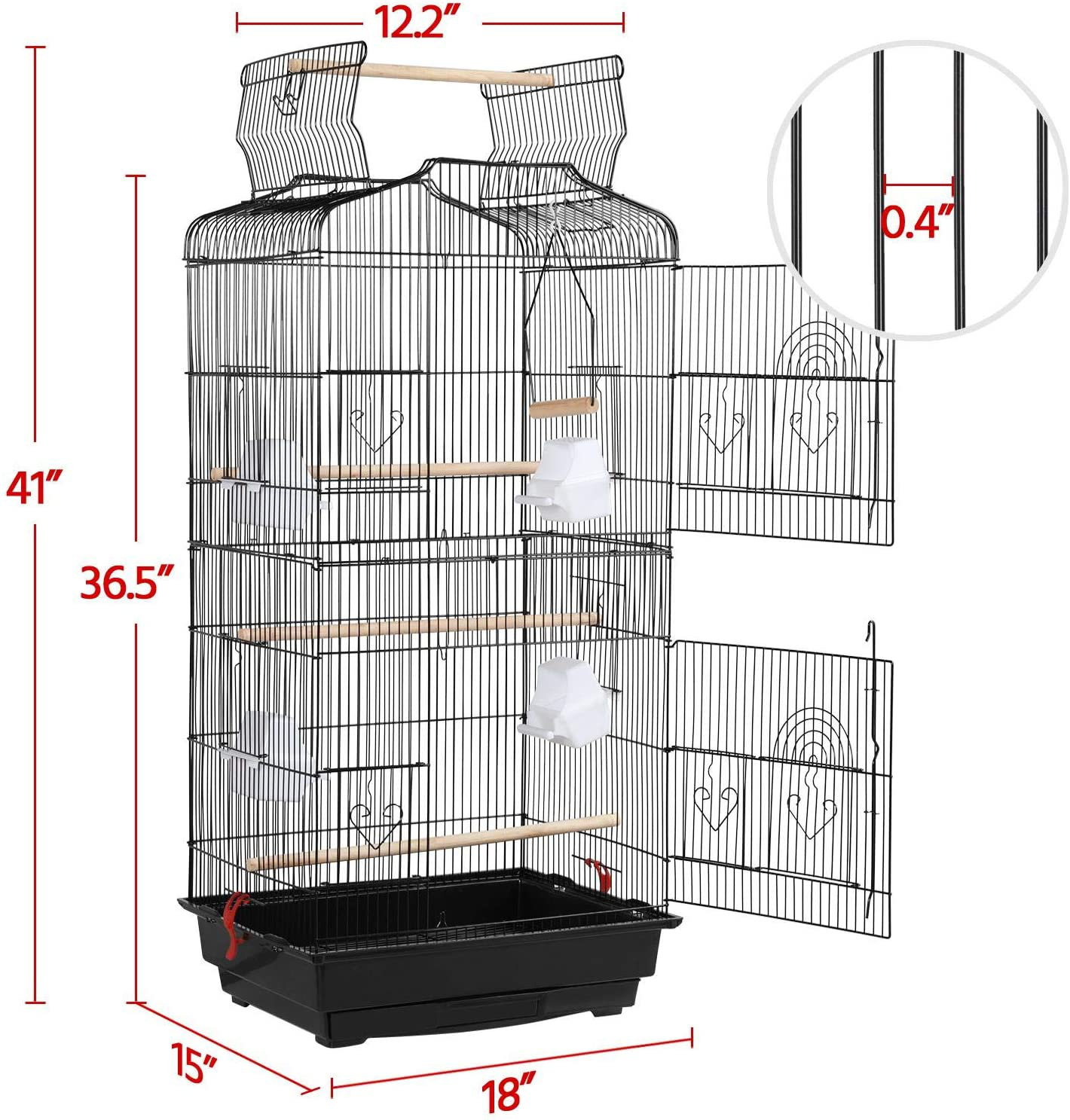 Topeakmart Open Play Top Bird Cage Parakeet Cage with Stand for Small Parrot Budgies Finches Canaries Lovebirds Animals & Pet Supplies > Pet Supplies > Bird Supplies > Bird Cages & Stands Topeakmart