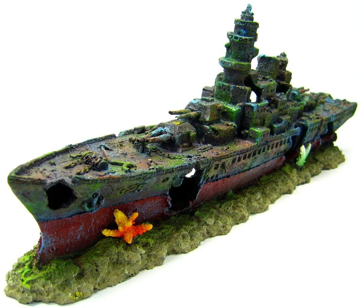 CORISRX BEST of YOUR LIFESTYLE Dr. Moss Warship Cave Aquarium Ornament L 49Cm - Navy Battleship Ship Decor Shipwreck PET Animals & Pet Supplies > Pet Supplies > Fish Supplies > Aquarium Decor CORISRX BEST OF YOUR LIFESTYLE