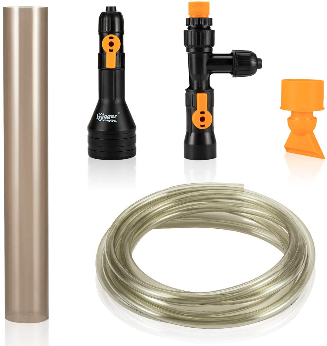 Hygger 25Ft 33Ft 49Ft Automatic Aquarium Water Changer, Siphon Fish Tank Gravel Vacuum Cleaner, with Flow Control Valve, Water Hose Animals & Pet Supplies > Pet Supplies > Fish Supplies > Aquarium Cleaning Supplies hygger 25FT (Brown)