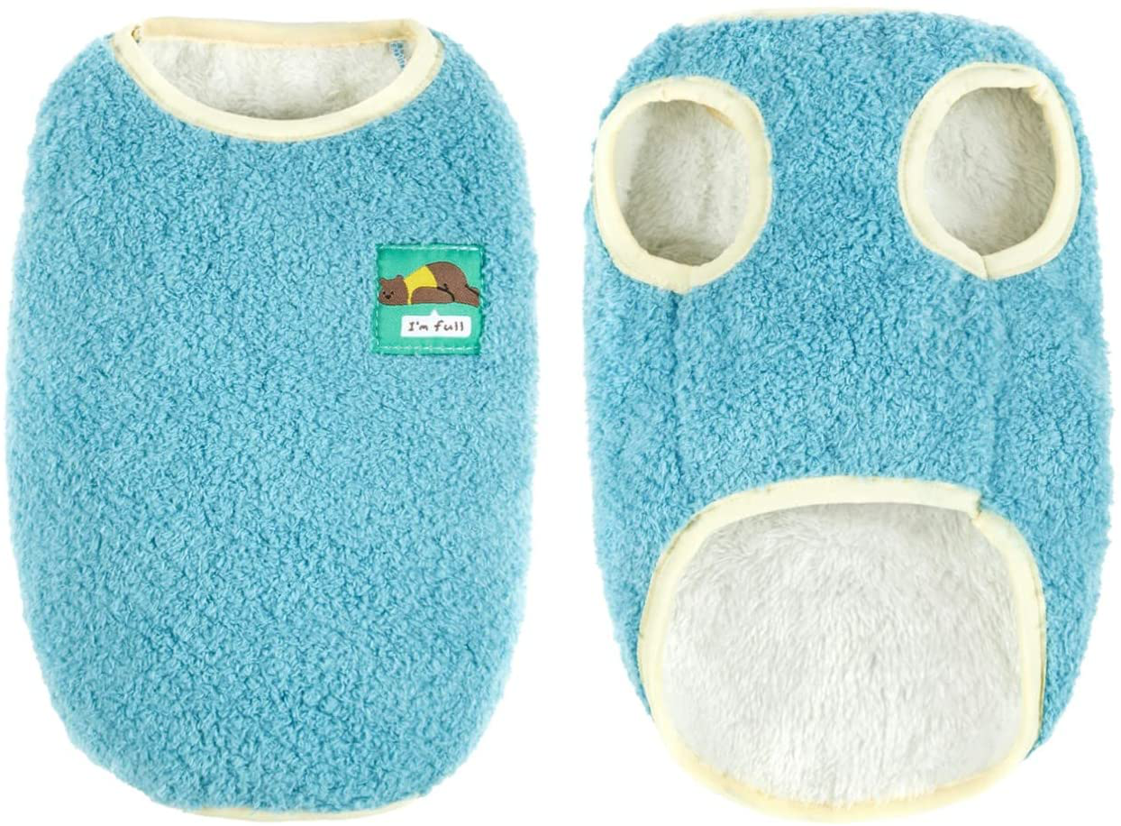 Loyanyy Fleece Lined Dog Vest for Winter Warm Soft Sweater for Small Medium Dog Cat Cute Puppy Kitten Clothes Animals & Pet Supplies > Pet Supplies > Cat Supplies > Cat Apparel Loyanyy Light Blue Small