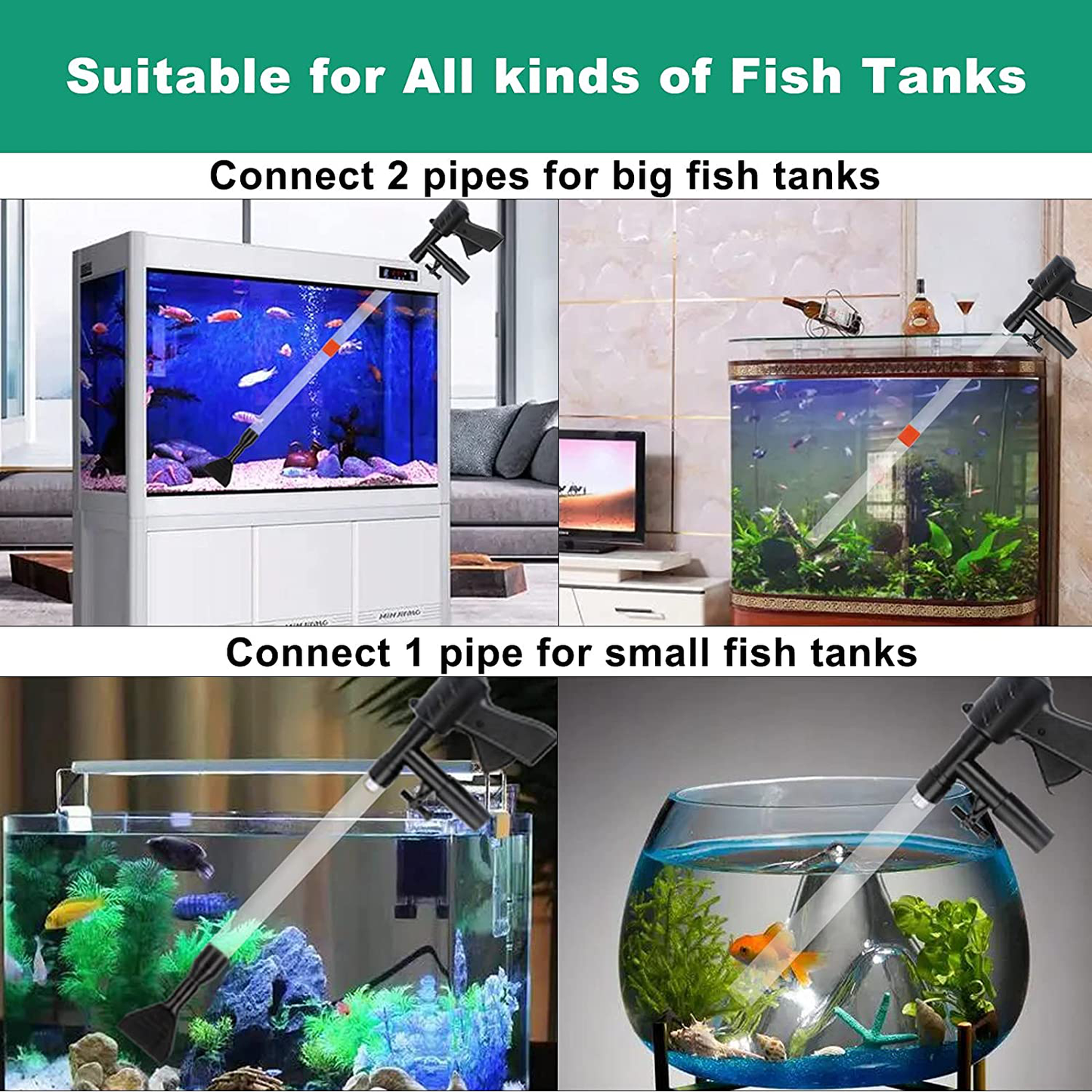 FREESEA Fish Tank Gravel Cleaner: Aquarium Siphon Vacuum Gravel Cleaner with Algae Scraper Water Flow Controller 5 in 1 Quick Water Changer for Fish Tank Gravel Sand Cleaning Animals & Pet Supplies > Pet Supplies > Fish Supplies > Aquarium Cleaning Supplies FREESEA