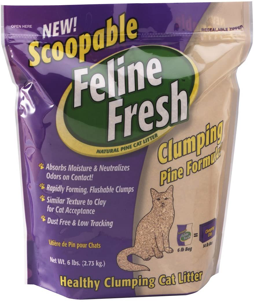Scoopable Feline Fresh Clumping Natural Pine Cat Litter Animals & Pet Supplies > Pet Supplies > Cat Supplies > Cat Litter Feline Fresh