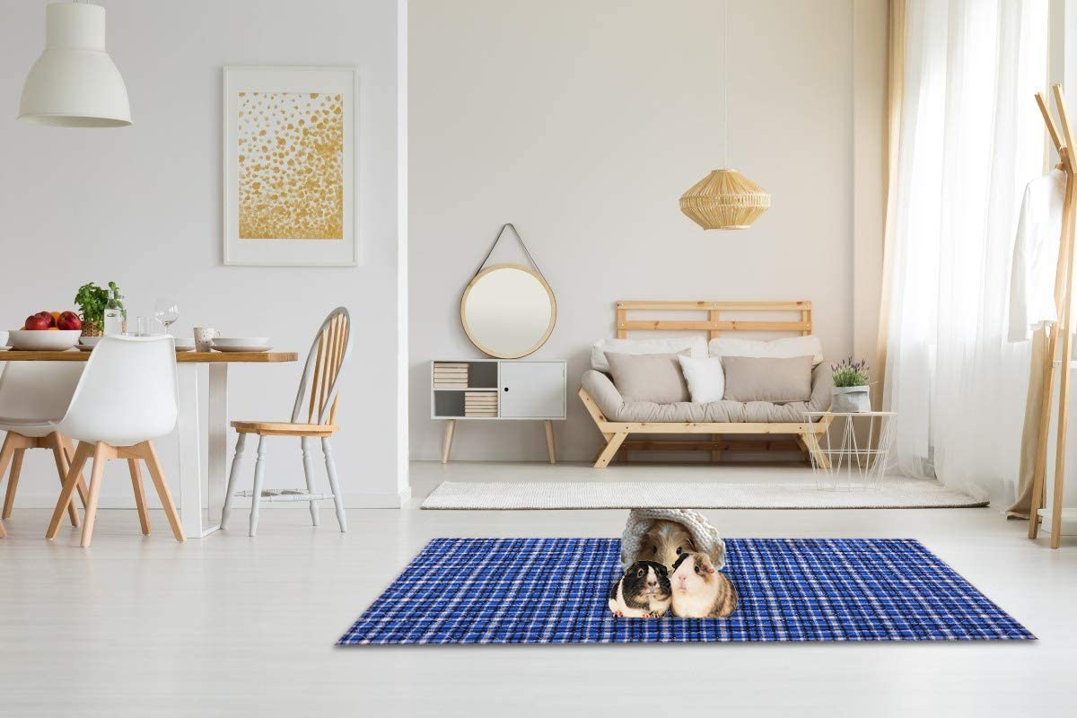 Uteuvili 2 PCS Guinea Pig Cage Liners Guinea Pig Bedding Washable Waterproof Reusable anti Slip Super Absorbent Pee Pads for Small Animals (Red&Blue Plaid 24"X 47") Animals & Pet Supplies > Pet Supplies > Small Animal Supplies > Small Animal Bedding Uteuvili