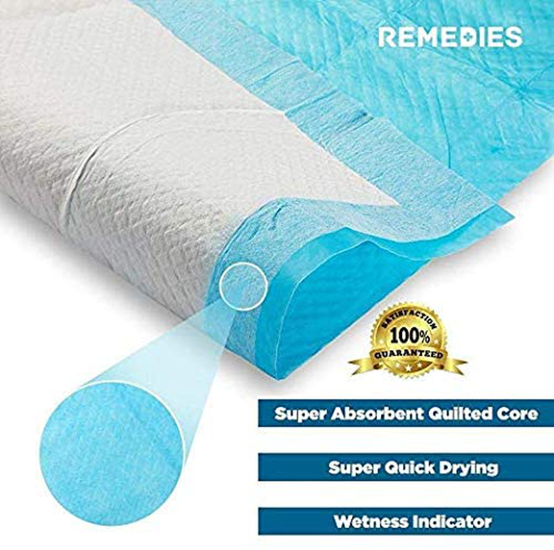 REMEDIES Disposable Underpads 36X36 Inches – Ultra Absorbent 85G Bulk Bed Pads for Adults, Pets, Furniture – Thick Incontinence Bedding & Furniture Protectors – 3 Grams SAP - 50 Count Animals & Pet Supplies > Pet Supplies > Dog Supplies > Dog Diaper Pads & Liners REMEDIES   