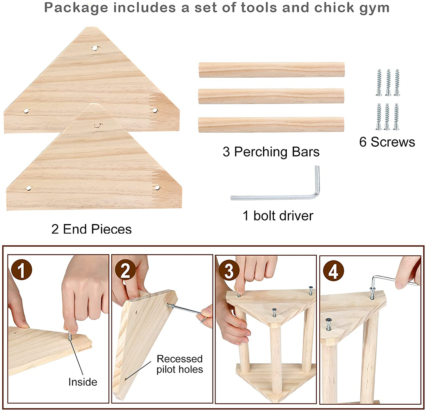 GINTUTO Chicken Perch Strong Pine Wooden Chick Jungle Gym Roosting Bar, Chick Perch Toys for Coop and Brooder for Large Bird Baby Chicks Parrot (Small) Animals & Pet Supplies > Pet Supplies > Bird Supplies > Bird Gyms & Playstands GINTUTO