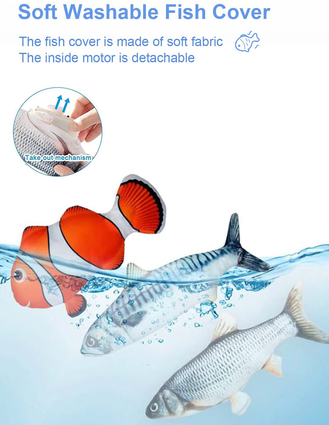 Potaroma Floppy Fish Cat Toy, 2021 Upgraded, Dancing Fish for Small Dogs, Realistic Cat Kicker Toy, Interactive Wiggle Fish Catnip Toy 11" Animals & Pet Supplies > Pet Supplies > Dog Supplies > Dog Treadmills Potaroma