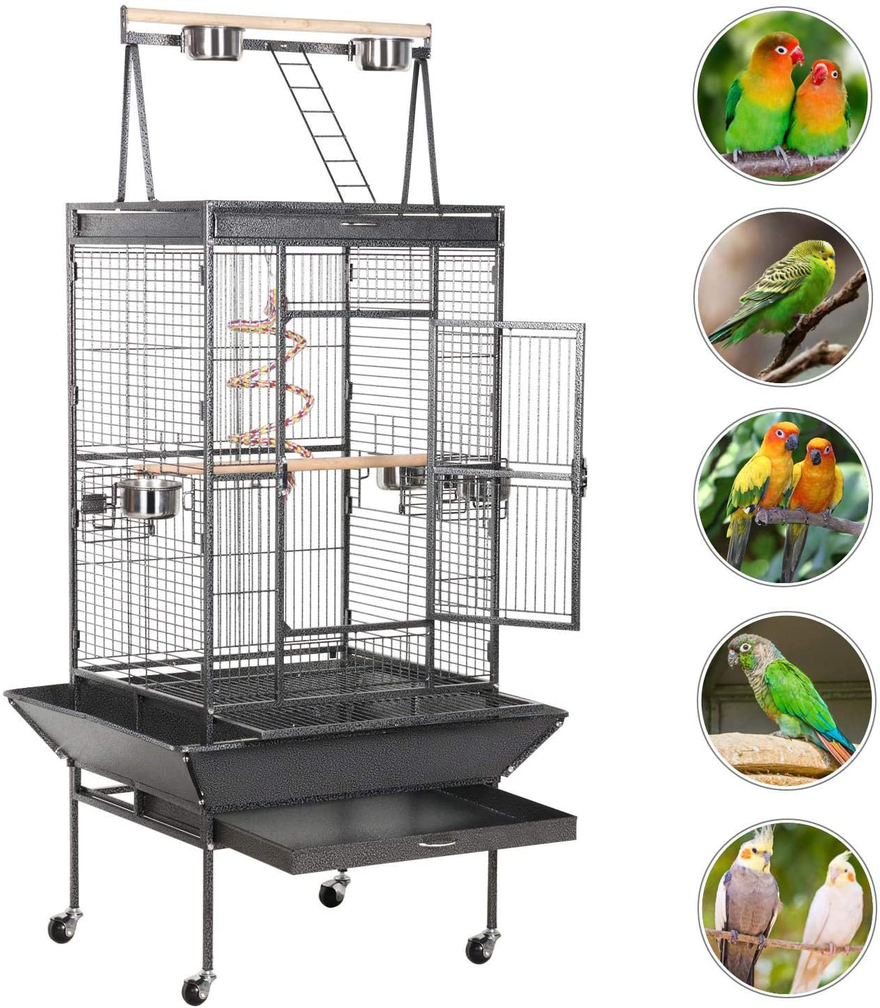Topeakmart Wrought Iron Selection Play Top Large Parrot Bird Cage Animals & Pet Supplies > Pet Supplies > Bird Supplies > Bird Cages & Stands Topeakmart