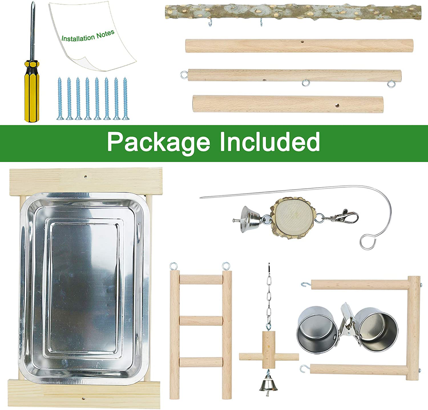 Edudif Bird Playground Stand Parakeet Cockatiel Parrot Gym Playground Natural Wood Playstand for Birds,Bird Perches Play Stand Bird Activity Stand Animals & Pet Supplies > Pet Supplies > Bird Supplies > Bird Gyms & Playstands Edudif