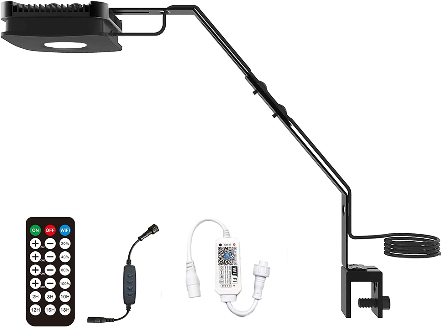 Lominie Lampe LED pour aquarium, 4 canaux Wifi et télécommande RF