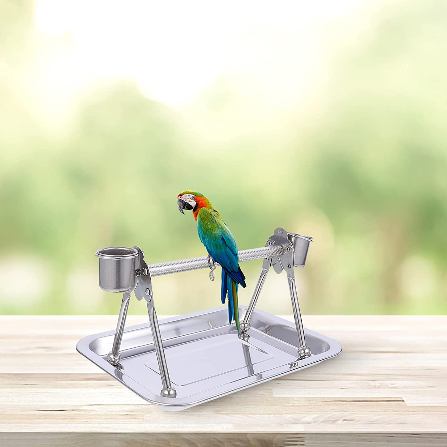Balacoo Parrot Playstand Bird Playground Birdcage Metal Perch Stand Nest Play Stand Gym for Conures Parakeet Macaw African Silver Animals & Pet Supplies > Pet Supplies > Bird Supplies > Bird Gyms & Playstands balacoo
