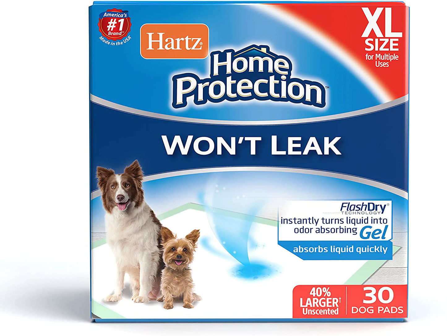 Hartz Home Protection Unscented Dog Pads, Super Absorbent & Won’T Leak, Pad Sizes & Package Counts Varies Animals & Pet Supplies > Pet Supplies > Dog Supplies > Dog Diaper Pads & Liners Hartz 30 Count 30" x 21"