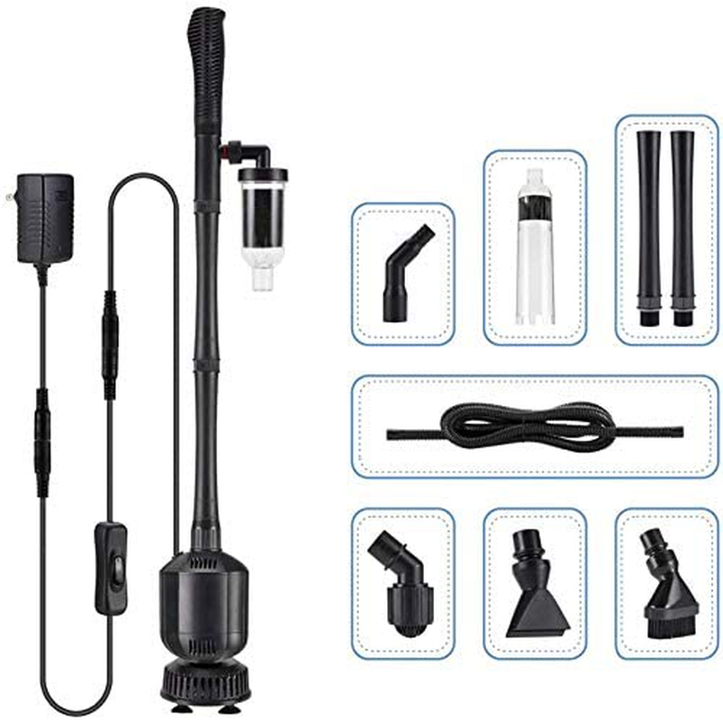 Hygger Electric Aquarium Gravel Cleaner, 5 in 1 Automatic Fish Tank Cleaning Tool Set Vacuum Water Changer Sand Washer Filter Siphon Adjustable Length Animals & Pet Supplies > Pet Supplies > Fish Supplies > Aquarium Cleaning Supplies hygger Black