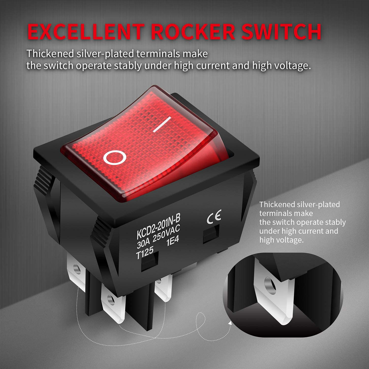 Daiertek 30A 250V KCD2 KCD4 Rocker Switch DPST 4 Pin Red Lighted 120V Rocker Toggle Switch on off Heavy Duty T125-3Pack Animals & Pet Supplies > Pet Supplies > Dog Supplies > Dog Treadmills DAIERTEK