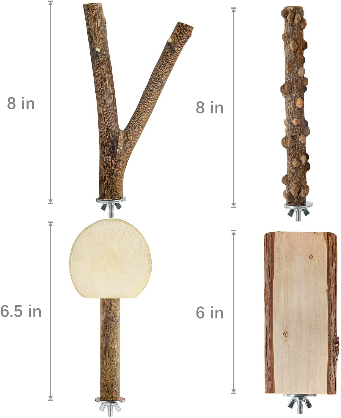 LIMIO 7 PCS Bird Parrot Swing Chewing Toys Natural Wood Bird Perch Bird Cage Toys Suitable for Small Parakeets, Cockatiels, Conures, Finches,Budgie, Parrots, Love Birds Animals & Pet Supplies > Pet Supplies > Bird Supplies > Bird Gyms & Playstands LIMIO