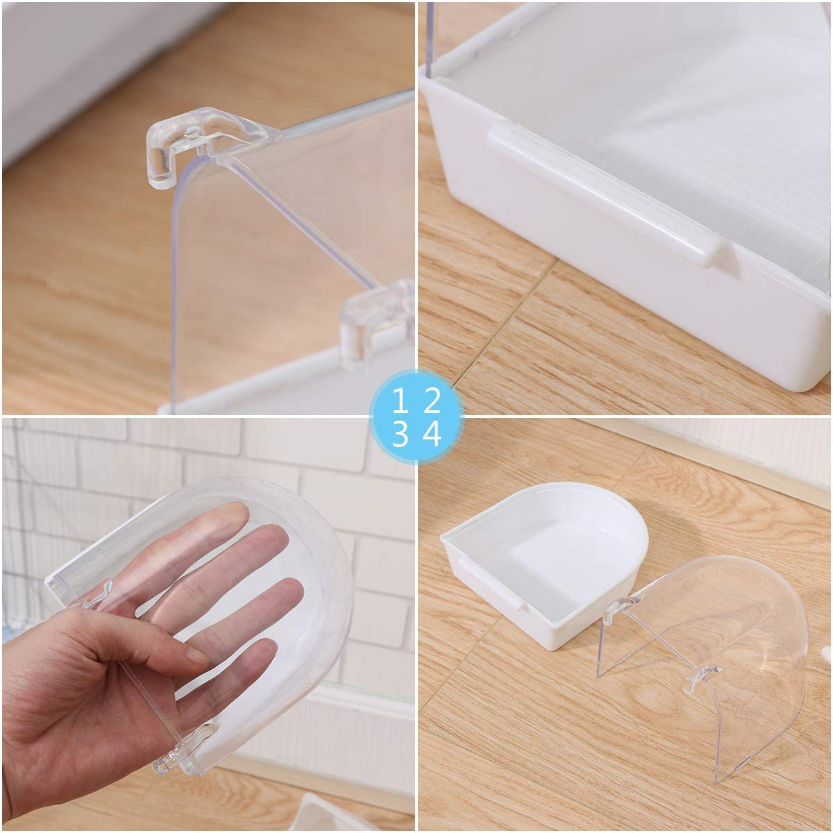 UEETEK Caged Bird Bath Multi Cage Bird Bath Covered for Small Brids Canary Budgies Parrot (Random Color) Animals & Pet Supplies > Pet Supplies > Bird Supplies > Bird Cages & Stands UEETEK