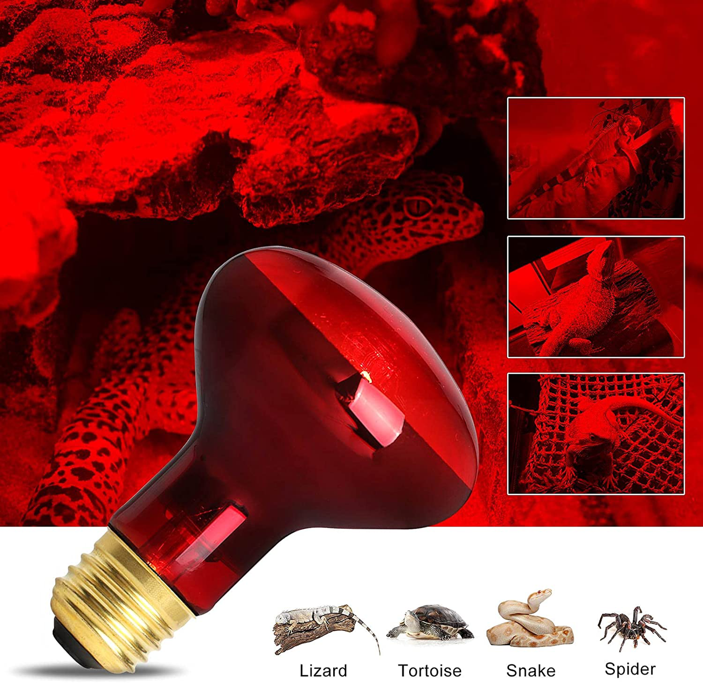 AOMRYOM 75W Infrared Basking Spot Heat Lamp Bulb Red Light Heat Bulbs for Pet Lizards Bearded Dragons Chameleons Snakes Reptiles & Amphibians - 2 Pack Animals & Pet Supplies > Pet Supplies > Reptile & Amphibian Supplies > Reptile & Amphibian Habitat Heating & Lighting AOMRYOM