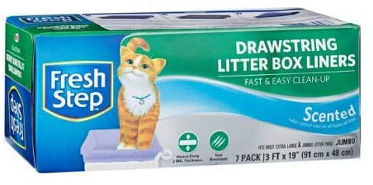 Fresh Step Drawstring Cat Litter Box Liners, Scented, Jumbo Size, 36" X 19" - 7 Count | Kitty Litter Bags (2 Pack (7 Count)) Animals & Pet Supplies > Pet Supplies > Cat Supplies > Cat Litter Box Liners Fresh Step for Pets
