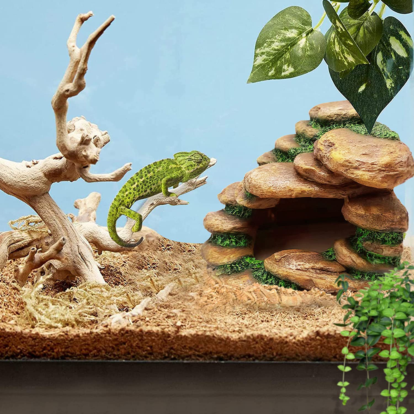 Orchid Valley Reptile Hide and Basking Platform, Aquarium Cave, Corner Ramp, Reptile & Amphibian Habitat Décor, Hide Away Rock Animals & Pet Supplies > Pet Supplies > Reptile & Amphibian Supplies > Reptile & Amphibian Habitats Orchid Valley