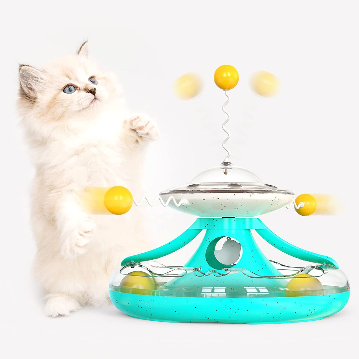LEJGEQR Cat Toys for Indoor Cats - Funny Interactive Cat Toy with Circle Track Moving Balls Exercise Kitten Toy,Satisfies Cats Chasing Game,Leaking Food Windmill Cat Toy for Cats Kitten Animals & Pet Supplies > Pet Supplies > Cat Supplies > Cat Toys LEJGEQR