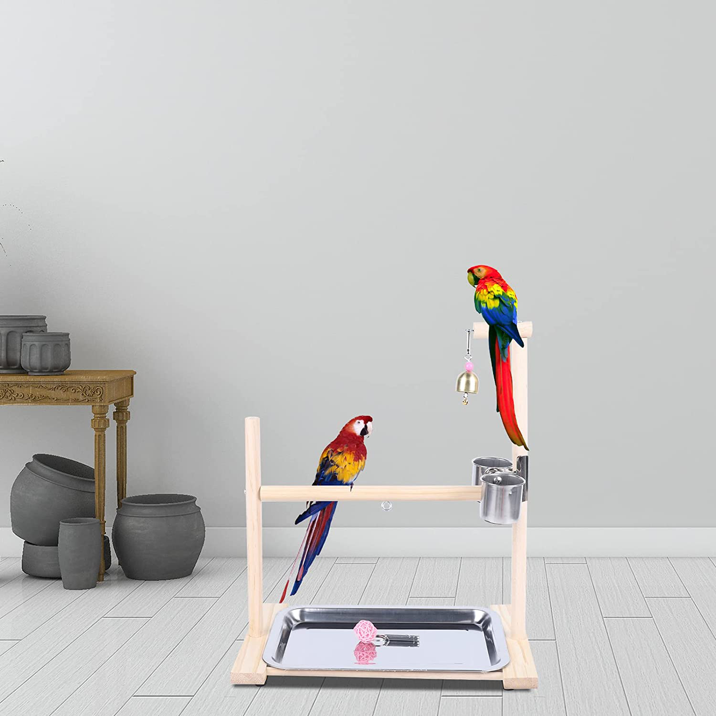Bird Play Stands with Feeder Cups Dishes, LYNICESHOP Parrot Playstand Bird Playground Gym Training Stand Toys with Feeder, Bird Cage Toys Accessories for Small Cockatiels, Conures, Parakeets, Finch Animals & Pet Supplies > Pet Supplies > Bird Supplies > Bird Gyms & Playstands LYNICESHOP