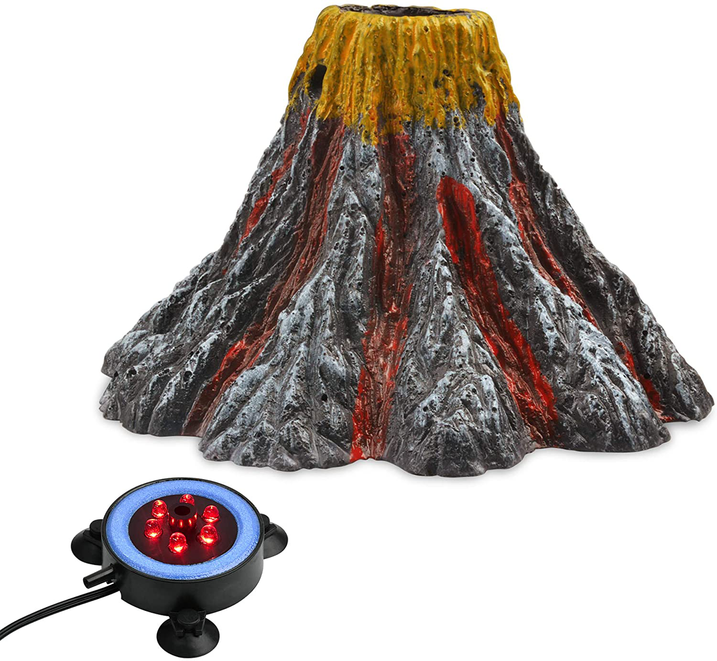 NICREW Aquarium Volcano Ornament Kit, Bubbler Decorations for Fish Tank, Aquarium Air Bubbling with LED Light Animals & Pet Supplies > Pet Supplies > Fish Supplies > Aquarium Decor NICREW Red Light