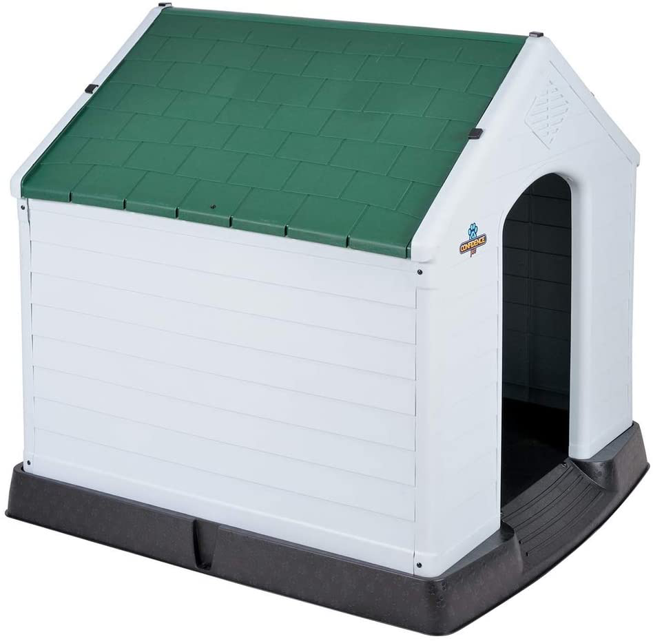 Confidence Pet XL Waterproof Plastic Dog Kennel Outdoor House Animals & Pet Supplies > Pet Supplies > Dog Supplies > Dog Houses Confidence Green/Grey XL