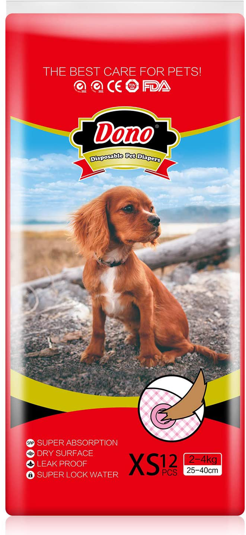 Pet Soft Doggy Diapers Female - Disposable Dog Diapers for Girl Puppies Cats, Pink Diapers 12-36Pcs for Pets with Adjustable Tail Hole Cute Animals & Pet Supplies > Pet Supplies > Dog Supplies > Dog Diaper Pads & Liners Pet Soft