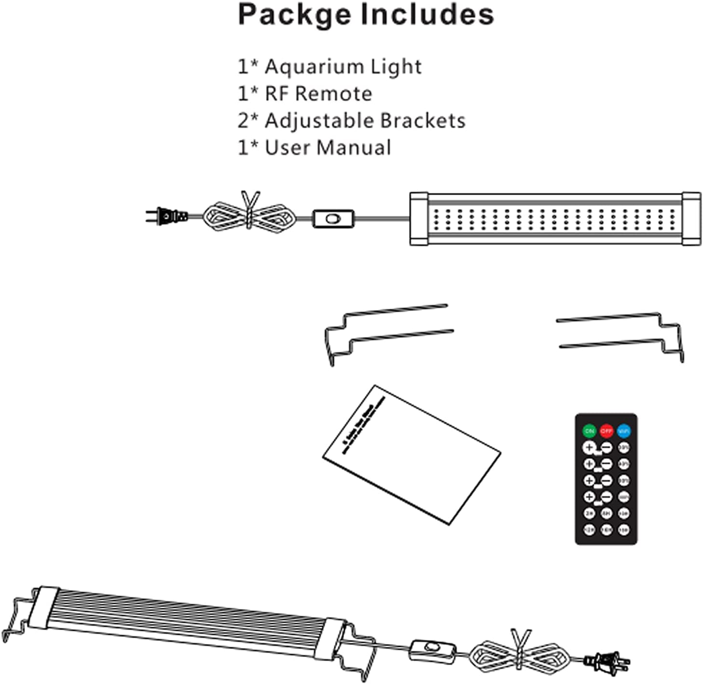 Lominie Aquarium LED Light, High Brightness 15W Fish Tank Light Adjustable with RF Remote Controller, Extendable Brackets Easy to Install for Saltwater Coral Fish Tank (G15 Saltwater) Animals & Pet Supplies > Pet Supplies > Fish Supplies > Aquarium Lighting KOTO