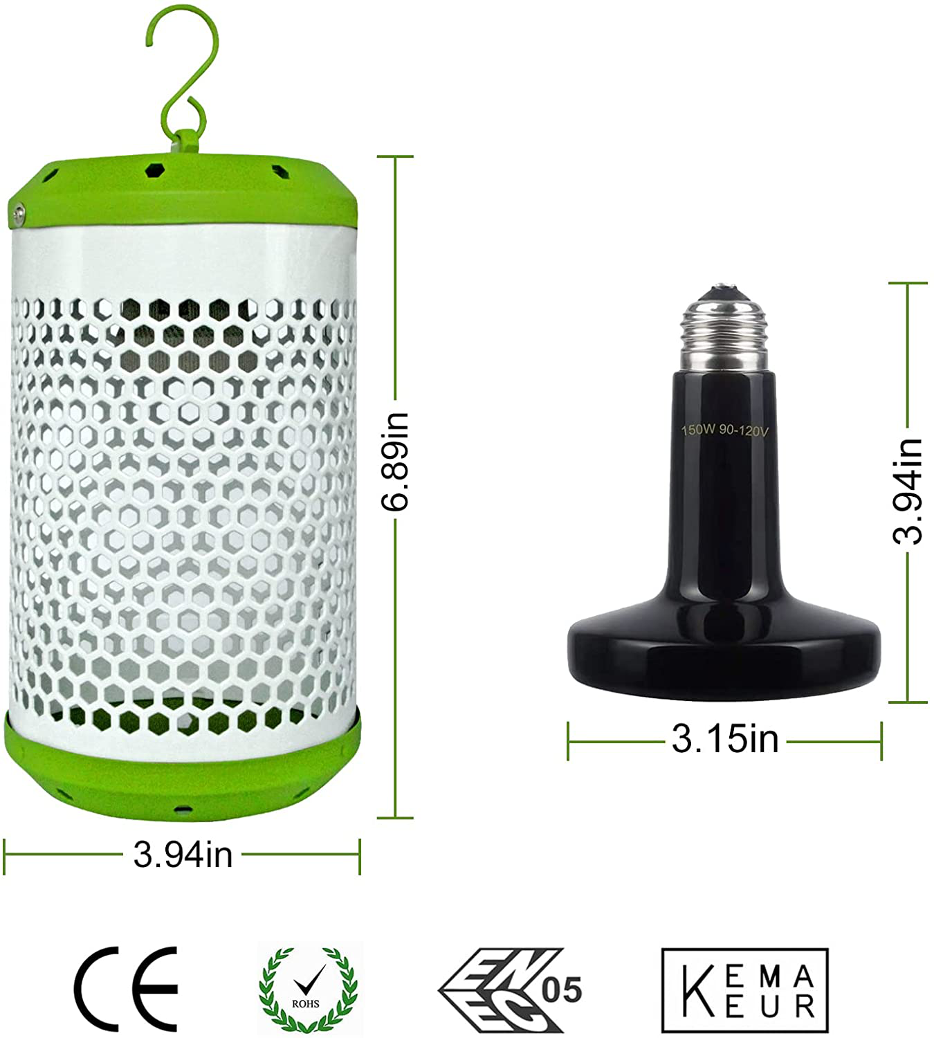 Reptile Anti-Scald Lamp Covers Heater Guard with 100 Watt Infrared Ceramic Heat Lamp,For Turtle, Snakes, Lizards, Frogs, Chicks,Switch&Anti-Biting Hanging Hook Design (Large 100W) Animals & Pet Supplies > Pet Supplies > Reptile & Amphibian Supplies > Reptile & Amphibian Substrates Kaduocom