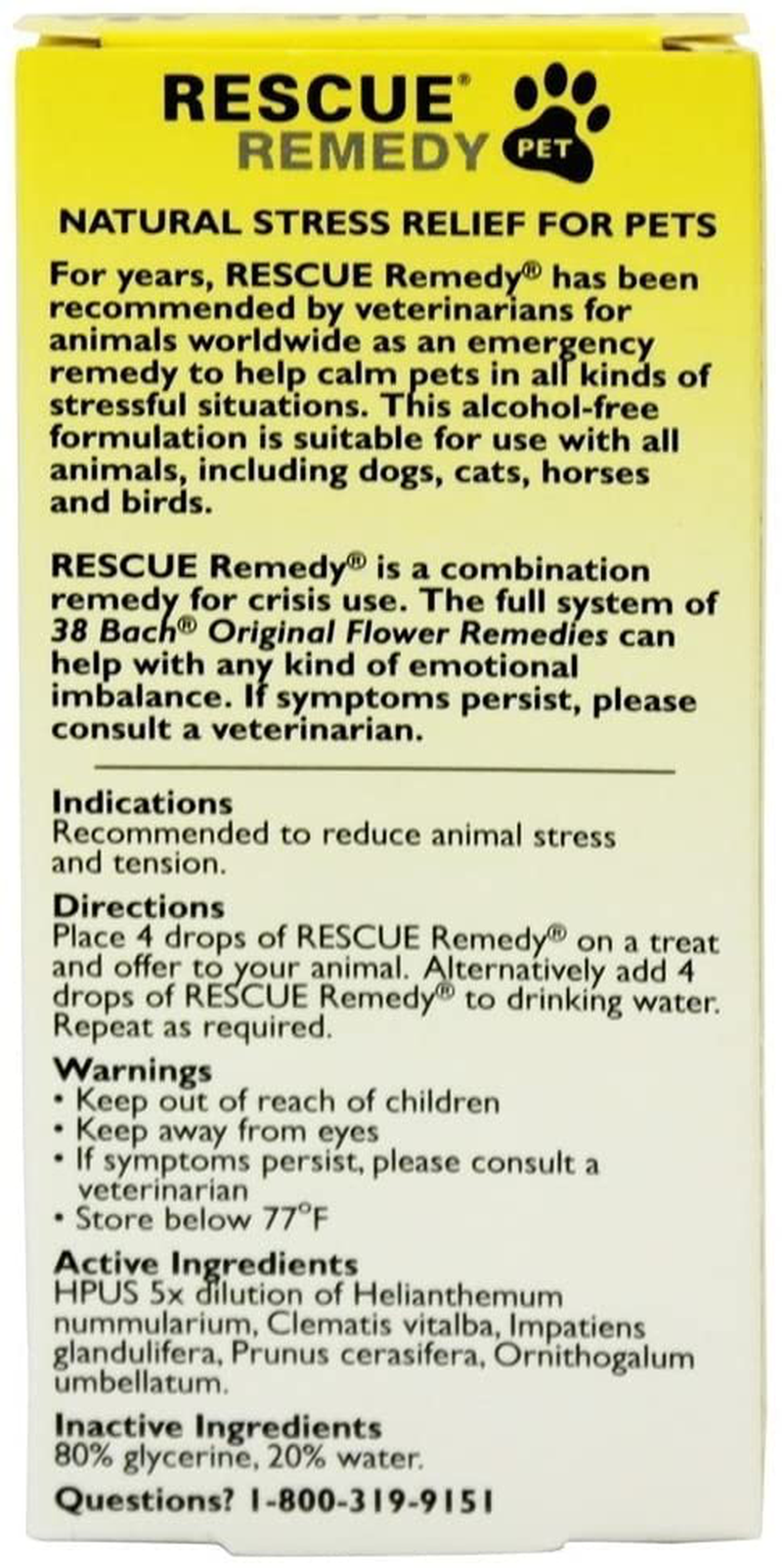 Bach Pet Natural Stress Relief Animals & Pet Supplies > Pet Supplies > Bird Supplies > Bird Treats Rescue Remedy