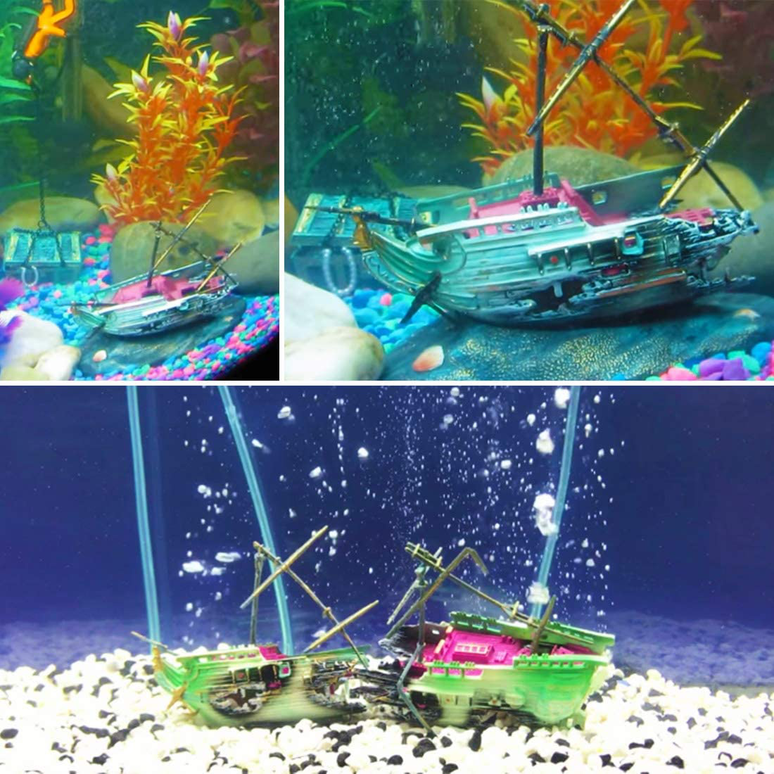Dvirroi Shipwreck Action Aquarium Ornament, Sunken Galleon Ship Wreck Aquarium Decorations, Action Shipwreck Decoration for Fish Tank Accessories Animals & Pet Supplies > Pet Supplies > Fish Supplies > Aquarium Decor Dvirroi
