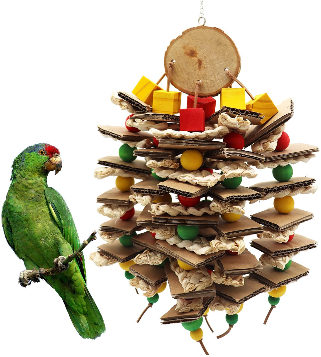 RF-X Medium-Sized Bird Toys, African Gray Parrot Toys, Natural Wooden Corn Cob Shaft Cardboard Bird Cage Chew Toys, Suitable for Small and Medium-Sized Parrot Birds Animals & Pet Supplies > Pet Supplies > Bird Supplies > Bird Cage Accessories RF-X Round balsam wood model