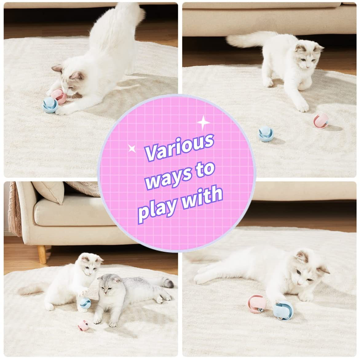 Happi N Pets Catnip Toy for Indoor Cats, Cat Toy Balls, Cat Interactive Toys with Self Rotating Balls-Colorful Mental Physical Exercise Training Accessories,Kitten Toys & Cat Gifts,Pack of 2 Animals & Pet Supplies > Pet Supplies > Cat Supplies > Cat Toys Happi N Pets