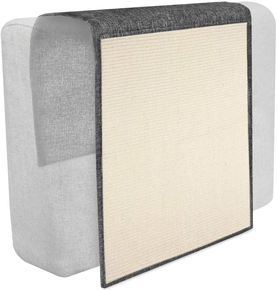 Navaris Cat Scratch Mat Sofa Protector - Natural Sisal Furniture Protector Scratching Pad for Cats - Scratch Carpet for Bed, Chair Animals & Pet Supplies > Pet Supplies > Cat Supplies > Cat Furniture Navaris Dark gray - white