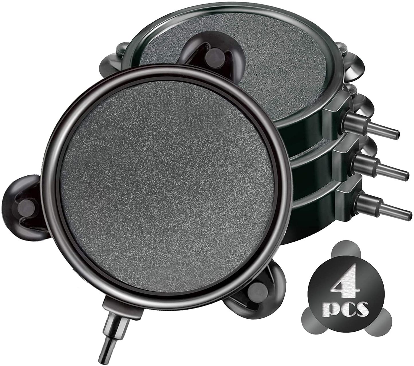 HOCTRAKA 4 Inch Air Stone Disc Bubbler Diffuser with 12 Pieces Suction Cups for Aquarium Hydroponics Fish Tank Air Pump round Aquarium Air Stone Kit Animals & Pet Supplies > Pet Supplies > Fish Supplies > Aquarium Air Stones & Diffusers HOCTRAKA 4 pack