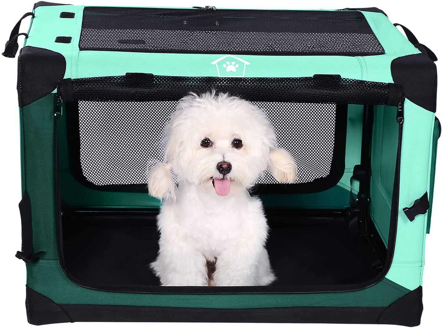 Ownpets 4 Door Dog Soft Crate Folding Portable Soft-Sided Crate with Strong Steel Frame and Mesh Mat for Indoor & Outdoor Travel Dog Crate Animals & Pet Supplies > Pet Supplies > Dog Supplies > Dog Kennels & Runs Ownpets M: 26.5"x18"x18"