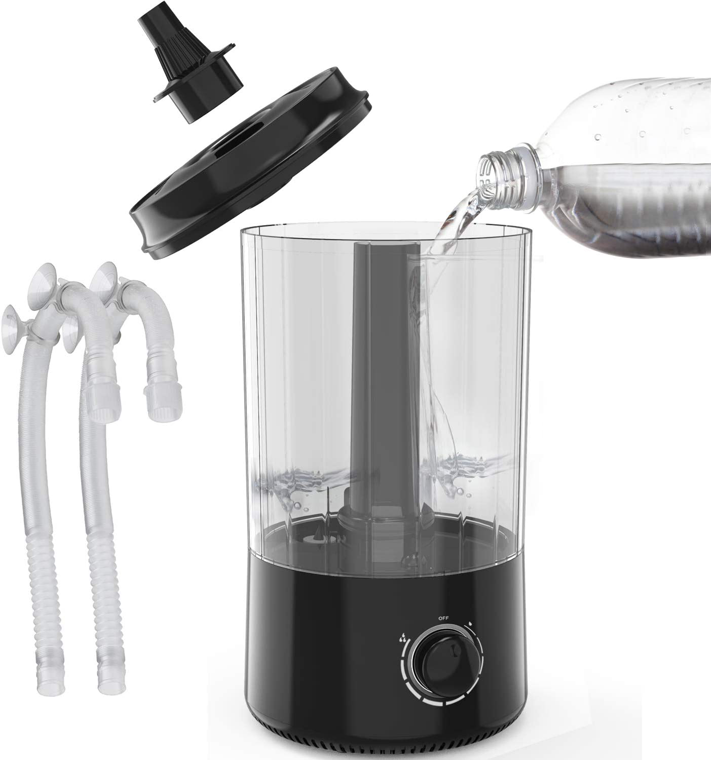 BETAZOOER Top-Fill Reptile Humidifier Mister Fogger with Double Extension Tubes/Hoses, Suitable for Reptiles/Amphibians/Herps/Vivarium with Terrariums and Enclosures (3.8 Liter Tank) Animals & Pet Supplies > Pet Supplies > Reptile & Amphibian Supplies > Reptile & Amphibian Substrates BETAZOOER Black