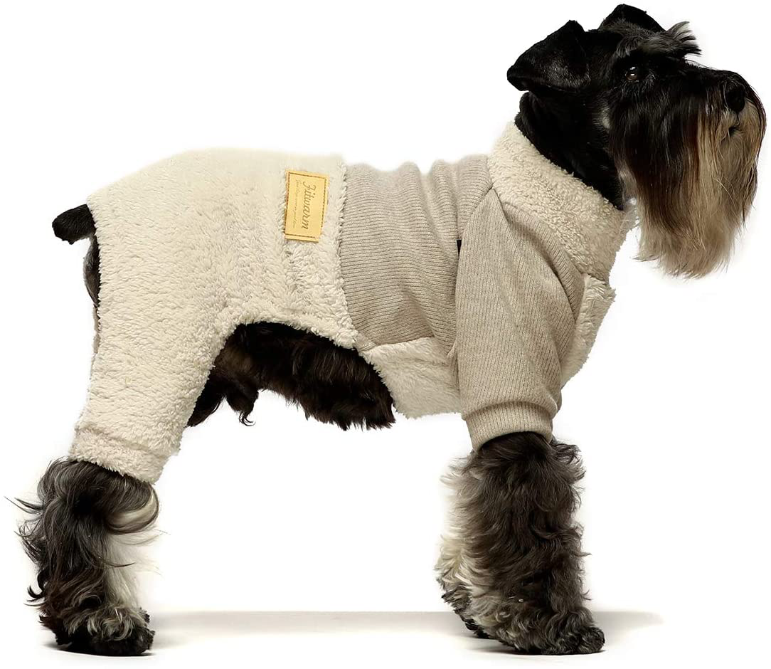 Fitwarm Turtleneck Knitted Dog Clothes Winter Outfits Pet Jumpsuits Cat Sweaters Animals & Pet Supplies > Pet Supplies > Dog Supplies > Dog Apparel Fitwarm Beige Medium
