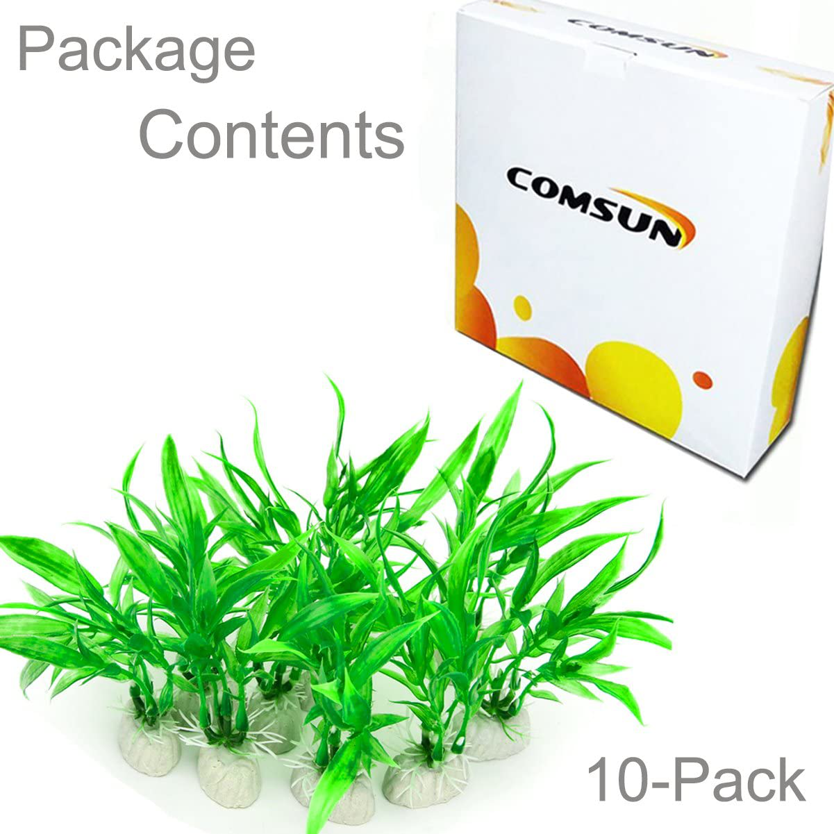Comsun 10 Pack Artificial Aquarium Plants, Small Size 4 Inch Approximate Height Fish Tank Decorations Home Décor Plastic Green Animals & Pet Supplies > Pet Supplies > Fish Supplies > Aquarium Decor COMSUN